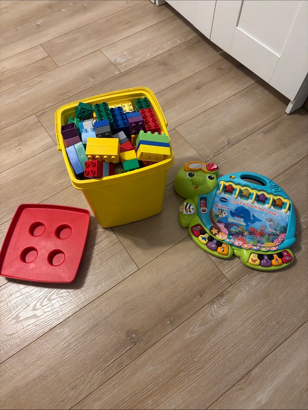 Yellow Bucket of Duplo Legos